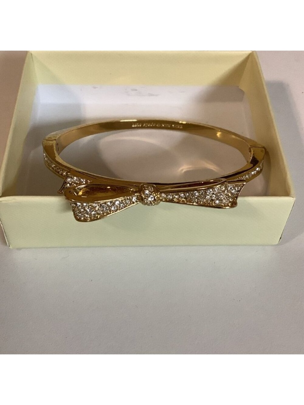 Kate Spade Love Notes Hinge Bangle Gold-Plated Metal With Pave Crystals W/Clasp - Picture 3 of 6